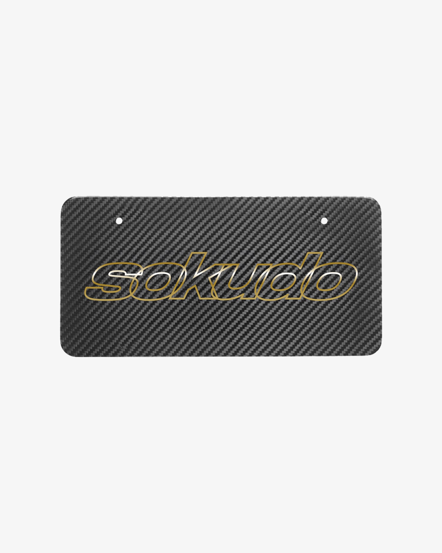 Outline Gold Chrome Carbon Fibre License Plate